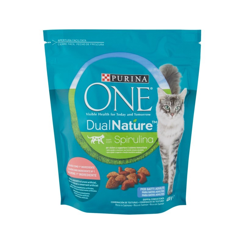 7613036254984Purina One Cat Crocchette Dualnature Salmone 400gr