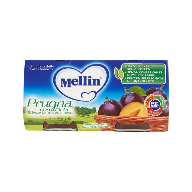 8000050579602Mellin Omogeneizzato Prugna Con Mela 2x100gr