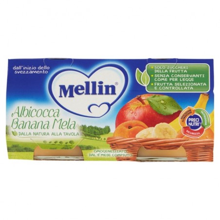 8591119000736Mellin Omogeneizzato Albicocca, Banana E Mela 2x100gr