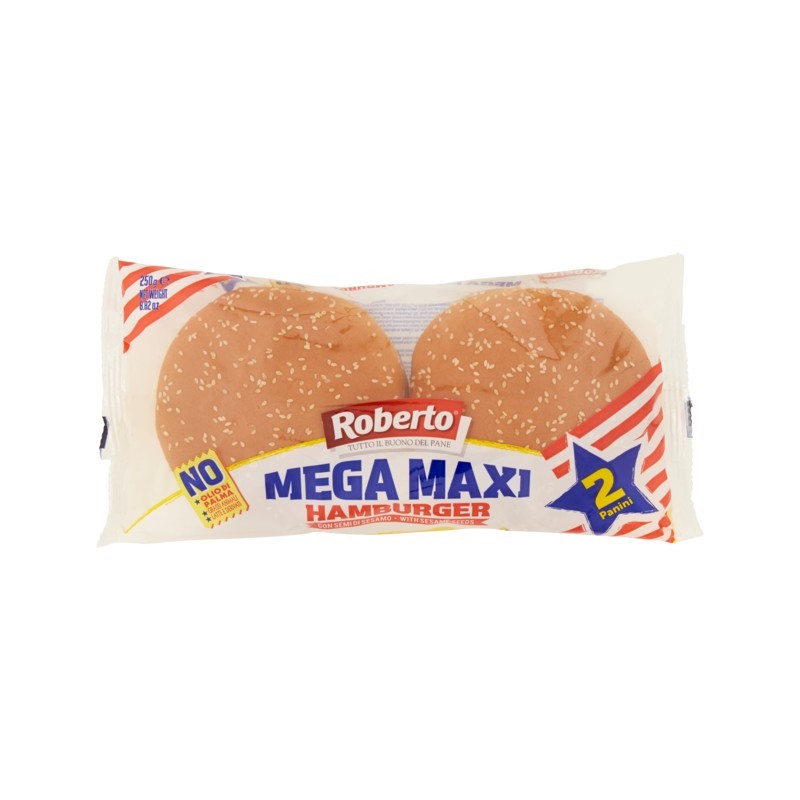 8003490046833Roberto Pane 2 Mega Maxi Hamburger Sesamo 250gr