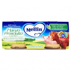 5900852021572Mellin Omogeneizzato Manzo, Prosciutto E Verdure 2x80gr
