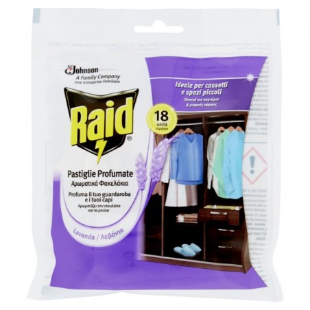 5000204090079Raid Profuma Biancheria Lavanda 18pz