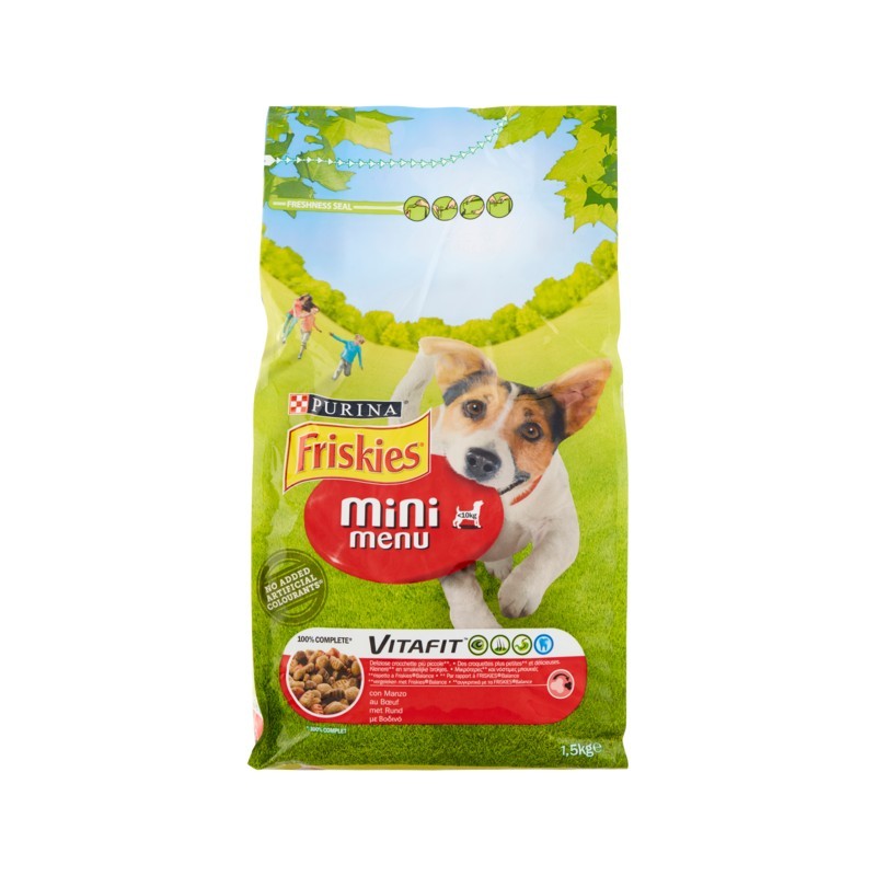 3222270146180FRISKIES DOG CROCCHETTE MINI MENU' MANZO & CEREALI 1500GR