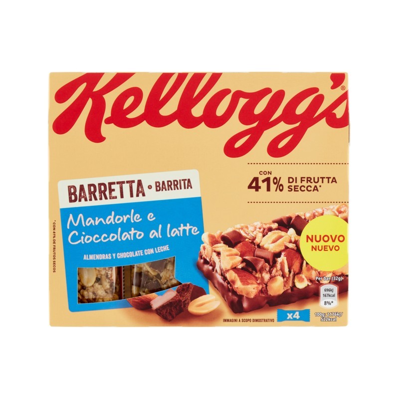 5059321000621Kellogg's Barrette Mandorle E Cioccolato Al Latte 128gr