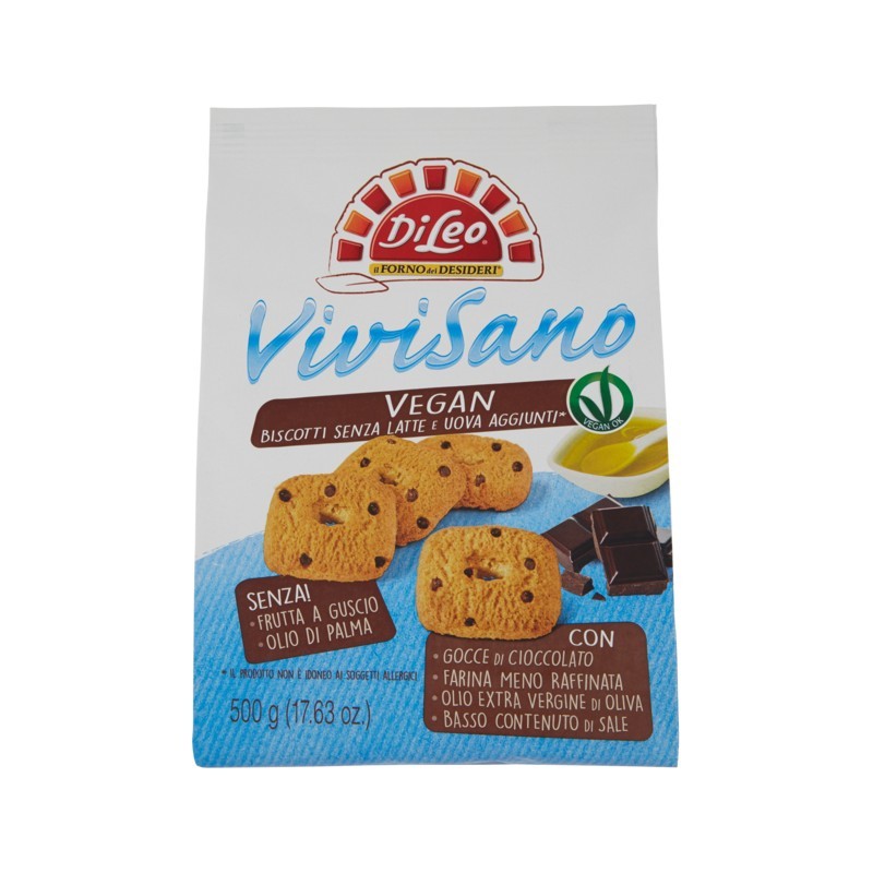 8000015003210Di Leo Biscotti Vivisano Vegan Con Gocce Di Cioccolato 500gr