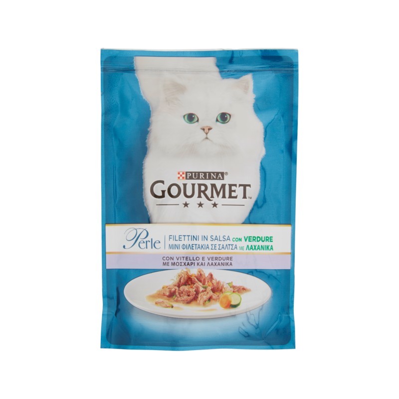 7613030433378Gourmet Cat Perle Filettini Con Vitello E Verdure 85gr