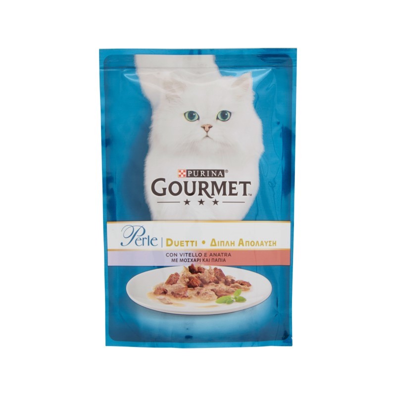 7613033580024Gourmet Cat Perle Duetti Con Vitello E Anatra 85gr