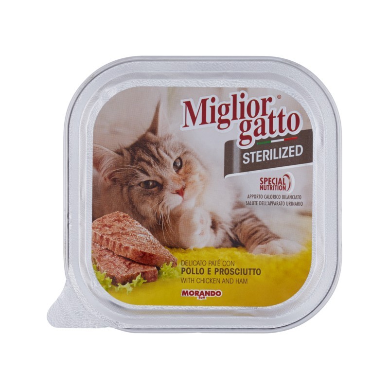 8007520014519MIGLIOR GATTO STERILIZED PATE' POLLO & PROSCIUTTO 100GR