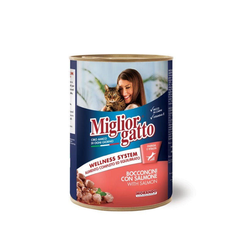 8007520012157Miglior Gatto Bocconcini Con Salmone 405gr