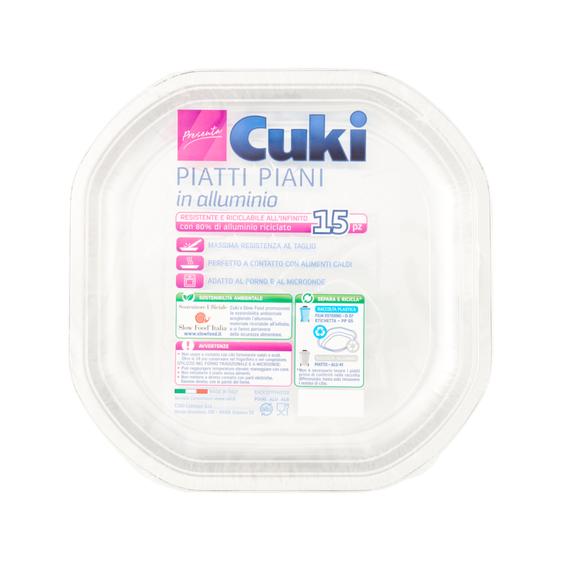 8003980410410Cuki Piatti Piani Alluminio 15pz