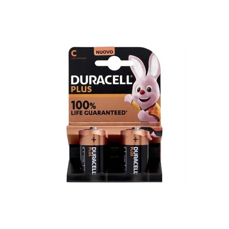 5000394141827Duracell Plus 100% C Mezza Torcia 2pz 5000394141827Duracell Plus 100% C Mezza Torcia 2pz