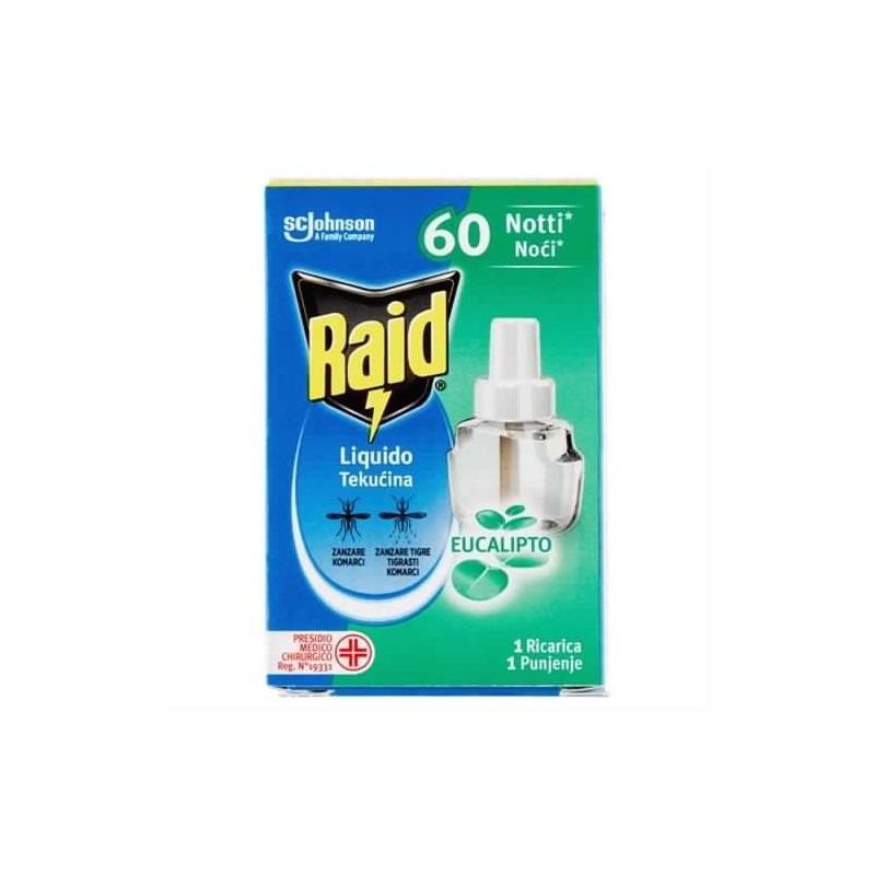 5000204202731Raid Ricarica Liquido Eucalipto 60 Notti 36ml