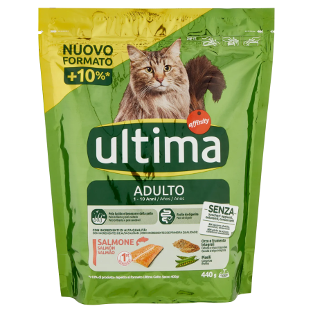 8059149429991Ultima Cat Crocchette Adulto Salmone e Riso 440gr