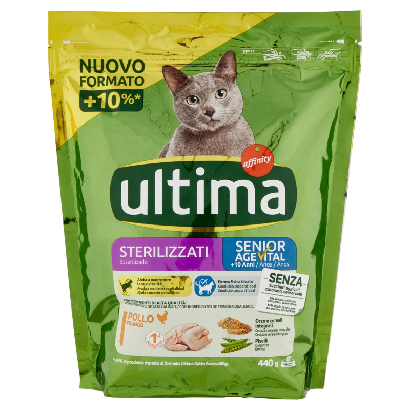8059149430058Ultima Cat Crocchette Sterilizzato Senior Age Vital 440gr