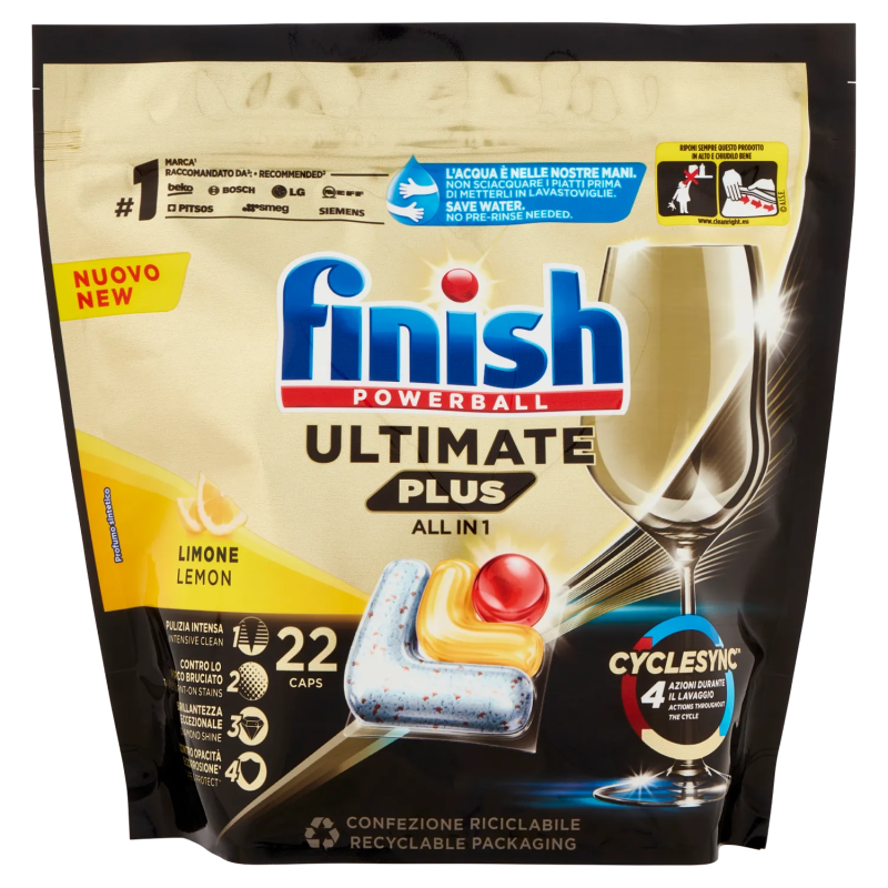 8002910063467Finish Tabs Ultimate Plus Limone 22pz