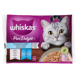 5900951303234Whiskas Gatto Pure Delight Bocconcini di Pesce in Gelatina Con Salmone e Tonno 4x85gr