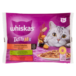 4770608262723Whiskas Tasty Mix Country Collection In Salsa Con Agnello Pollo e Carote, Con Manzo e Pollame 4x85gr