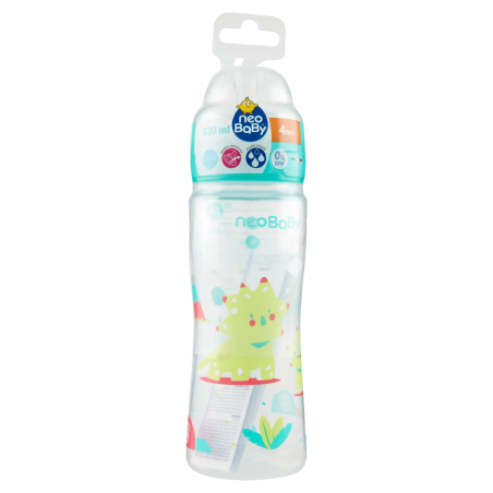 8058664165513Neo Baby Biberon Plastica Collo Largo Dino Verde 4m+ 330ml