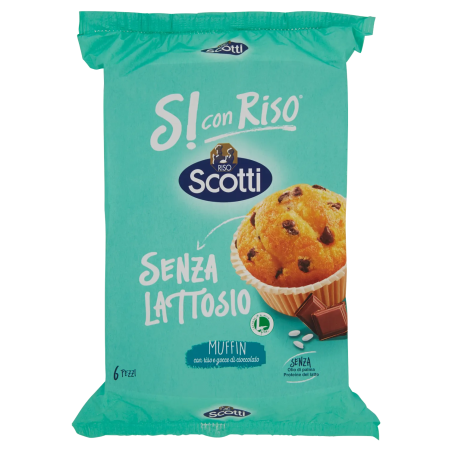 8001860210044Riso Scotti Si Con Riso Senza Lattosio Muffin Con Riso E Gocce Di Cioccolato 6x37gr