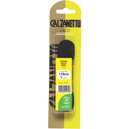 8004235014728Calzanetto Stringa Piatta Nera 110cm New 2pz