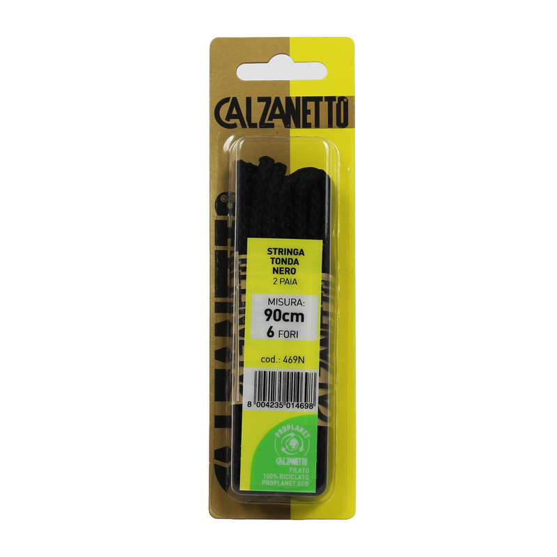 8004235014698Calzanetto Stringa Tonda Nera 90cm New 4pz