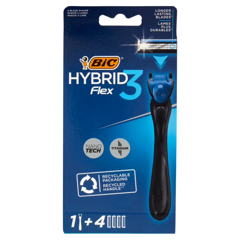3086123644939Bic Hybrid Flex 3 Rasoio + 4 Ricariche 1pz