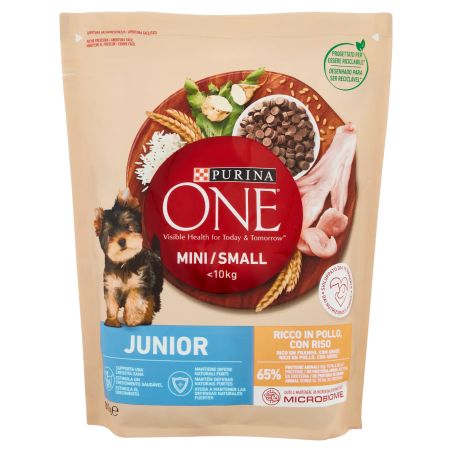7613035027022Purina One Dog Crocchette Mini/Small Junior Pollo/Riso 800gr
