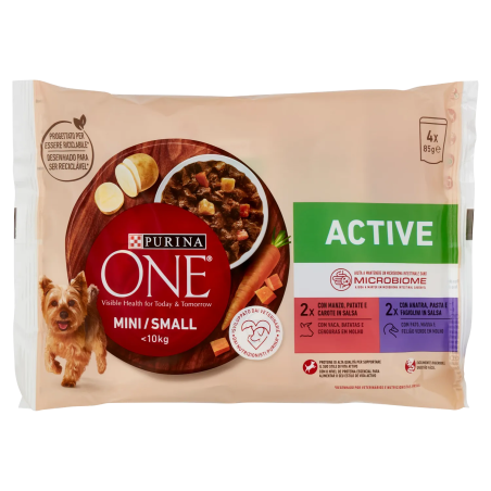 8445290299239Purina One Dog Mini/Small Active Manzo e Anatra 4x85gr