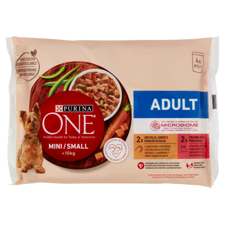 8445290299345Purina One Dog Mini/Small Adult Pollo/Manzo 4x85gr
