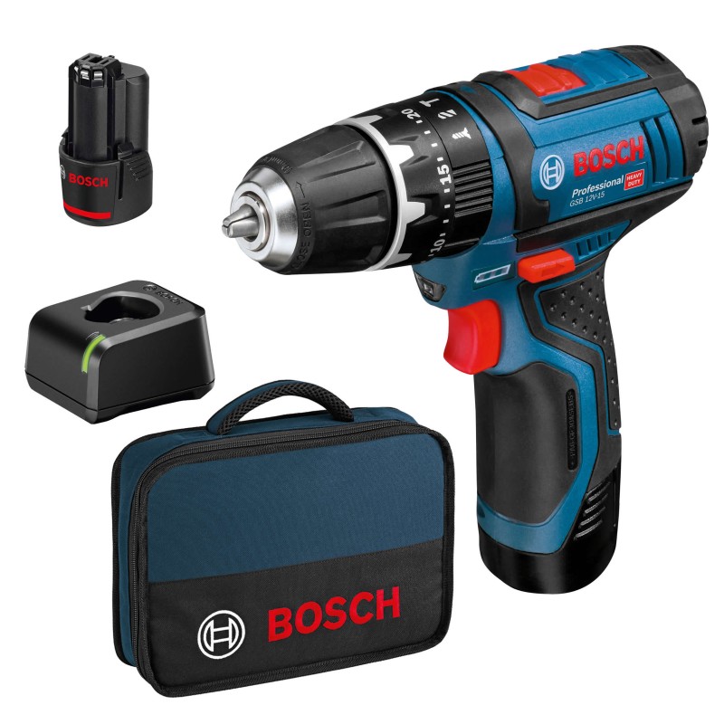 8014211942600Bosch-B Trapano 12V Mod. GSB 12v-15 Con 2 Batterie 2Ah
