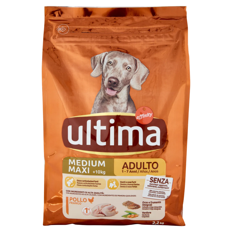 8410650256788Ultima Dog Crocchette Adulto +10kg Medium/Max Pollo 2200gr