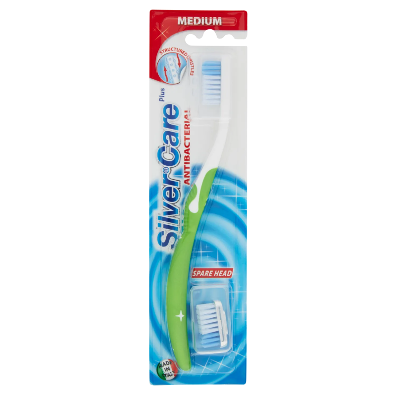 8009315043377Piave Silver Care Spazzolino Antibatterico Medio + Ricambio 1pz