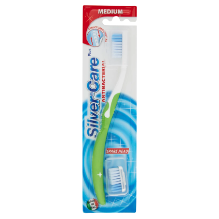 8009315043377Piave Silver Care Spazzolino Antibatterico Medio + Ricambio 1pz