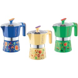 883336422414Pedrini Caffettiera Frida Kahlo 3 Tazze - Colori Assortiti