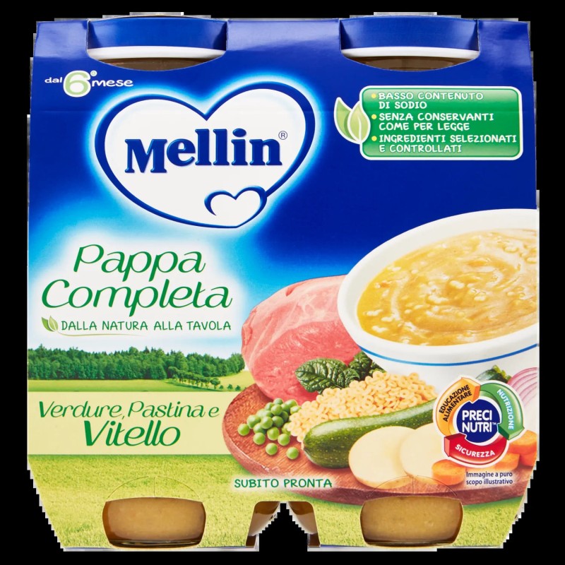 8000050534908Mellin Pappa Completa Vitello 2x250gr