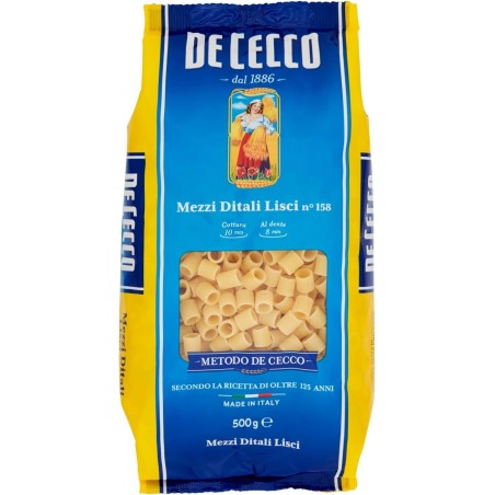 8001250121585De Cecco 158 Mezzi Ditali Lisci 500gr