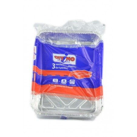 8021719001029Ottimo Vaschette Alluminio 4 Porzioni Senza Coperchio 3pz