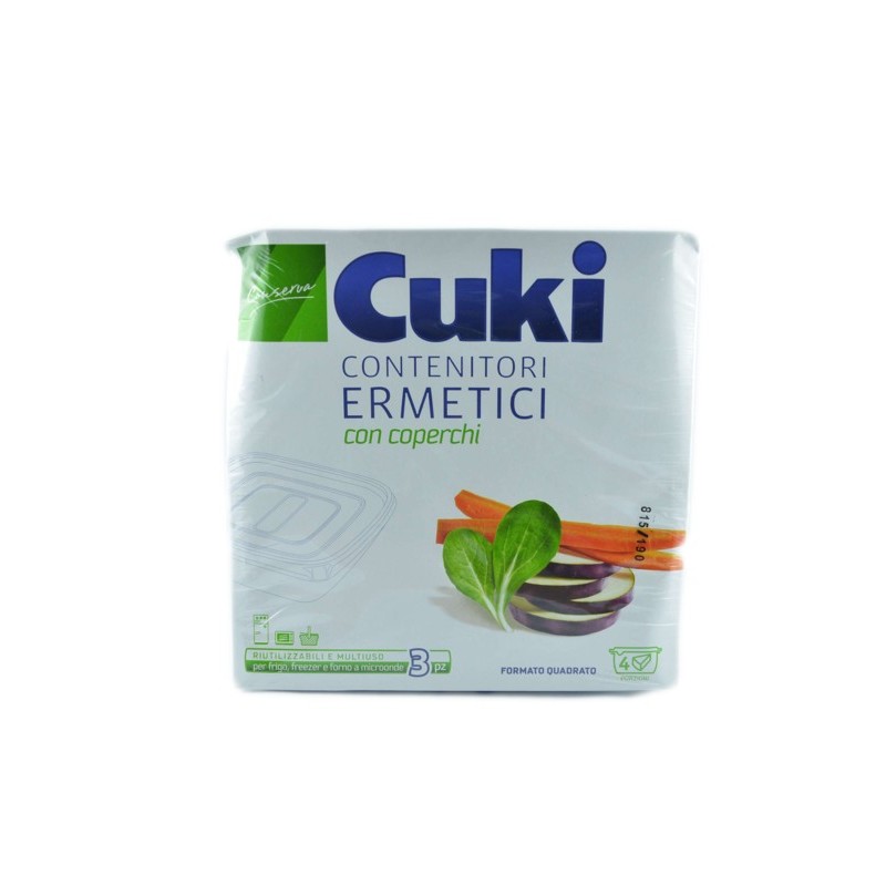 8003980320030Cuki Contenitori Ermetici Con Coperchi 4 Porzioni Formato Quadrato 4pz