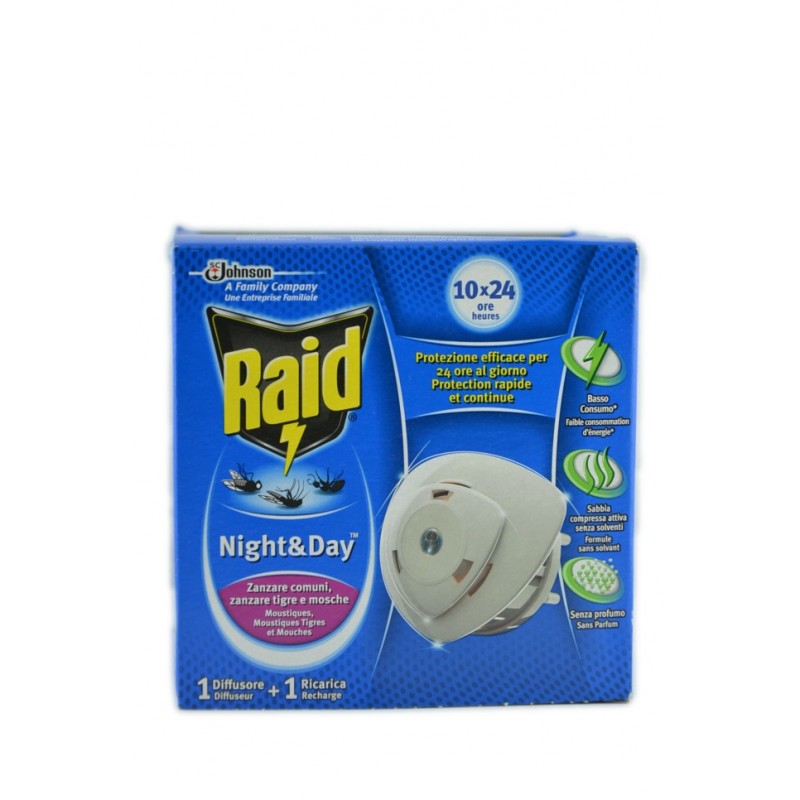 3092830003877RAID NIGHT & DAY DIFFUSORE + RICARICA ZANZARE COMUNI, ZANZARE TIGRE E MOSCHE 1PZ 3092830003877RAID NIGHT & DAY DIFFUSORE + RICARICA ZANZARE COMUNI, ZANZARE TIGRE E MOSCHE 1PZ