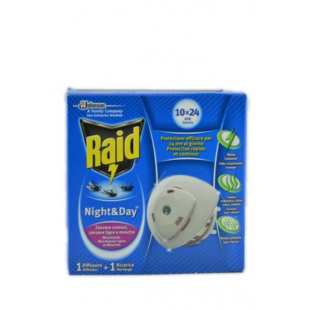 3092830003877RAID NIGHT & DAY DIFFUSORE + RICARICA ZANZARE COMUNI, ZANZARE TIGRE E MOSCHE 1PZ